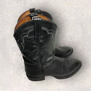 Tony Lama Genuine Leather Cowboy Boots Black